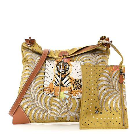 HERMES Silk Barenia Tiger Royal Silky City 33 Bag .